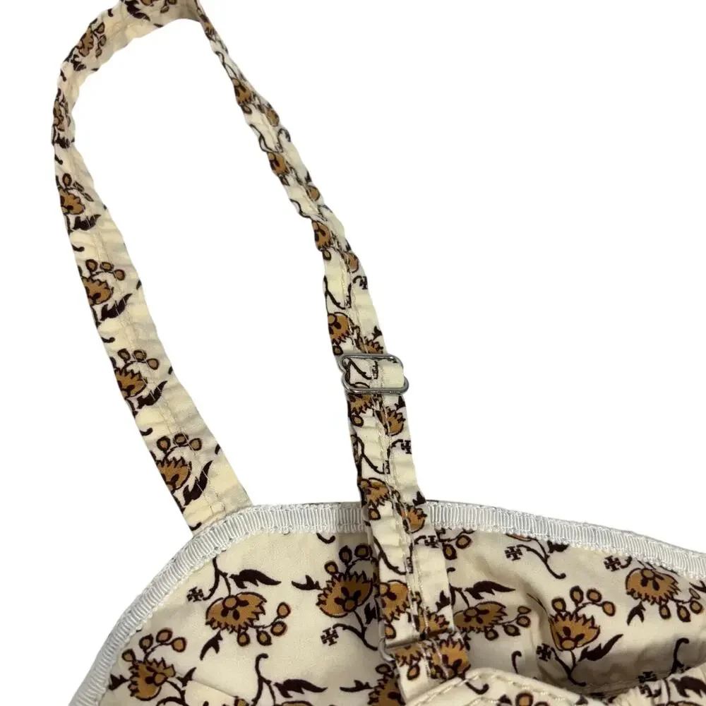 Tory Burch Dandelion Floral Bra Top Size 2 Cotton Bralette Cottagecore Y2K